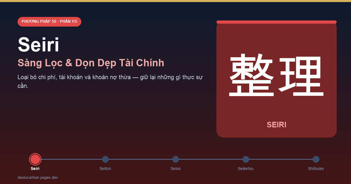 Seiri - sàng lọc và dọn dẹp tài chính cá nhân, phương pháp 5S