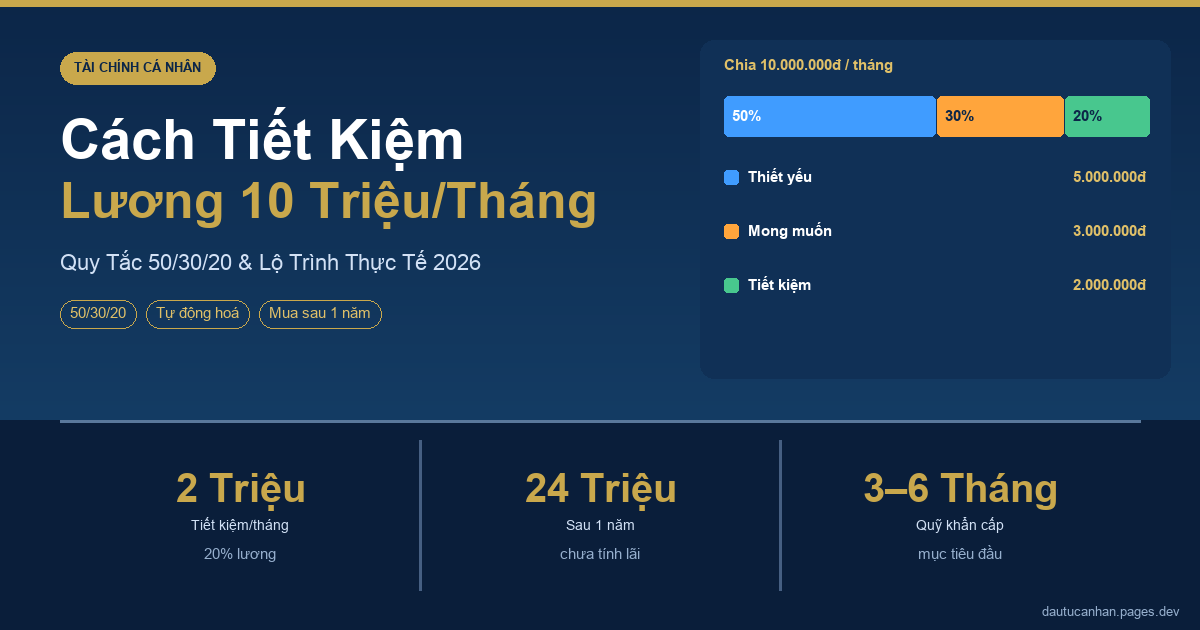 Cách tiết kiệm tiền lương 10 triệu mỗi tháng - quy tắc 50/30/20